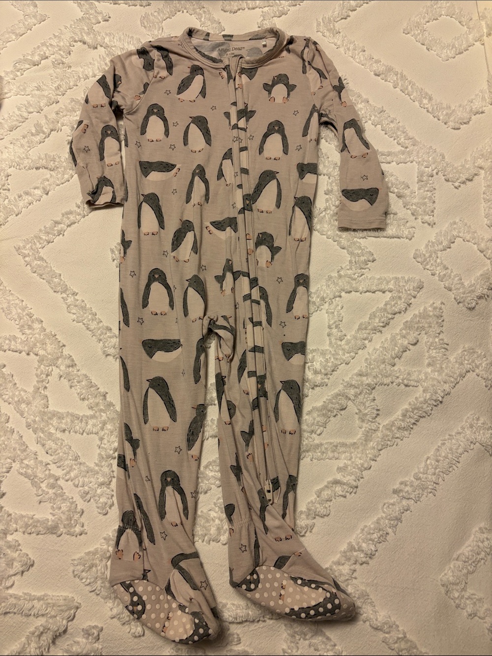 Angel Dear Penguin Print Footed One-Piece pajamas, 9-12 months